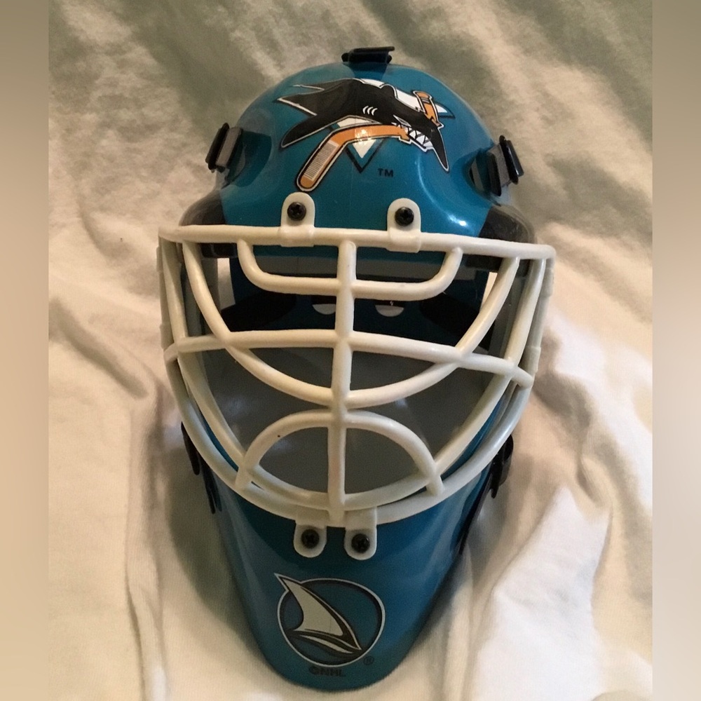 Riddell Miniature Goalie Helmet, San Jose Sharks
